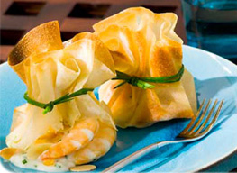 Ballotins de gambas sauce ciboulette 